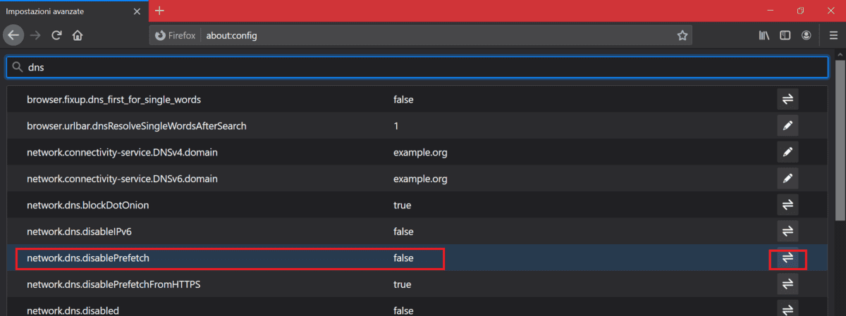 Disattivare Precaricamento Dns Firefox