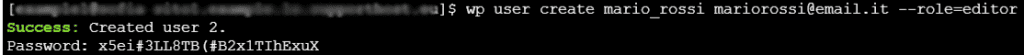 Creare Nuovo Utente Wp Cli