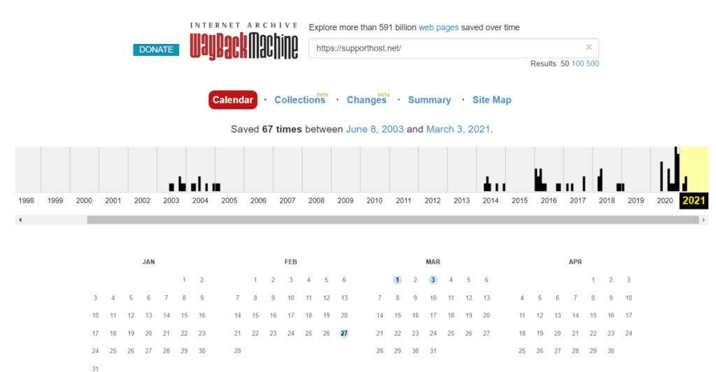 Wayback Machine Supporthost