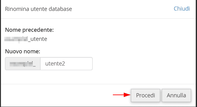 Rinominare Utente Database