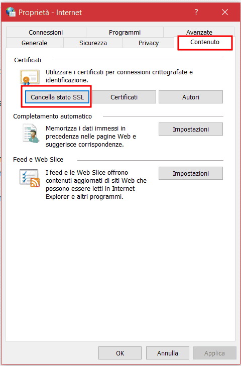 Cancella Stato Ssl