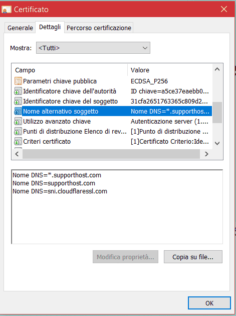 Nome Alternativo Soggetto Certificato Ssl