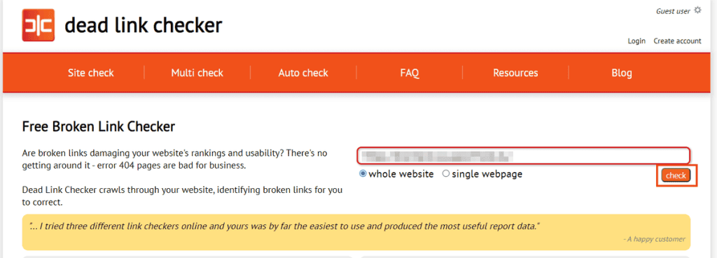 Dead Link Checker Errore 404