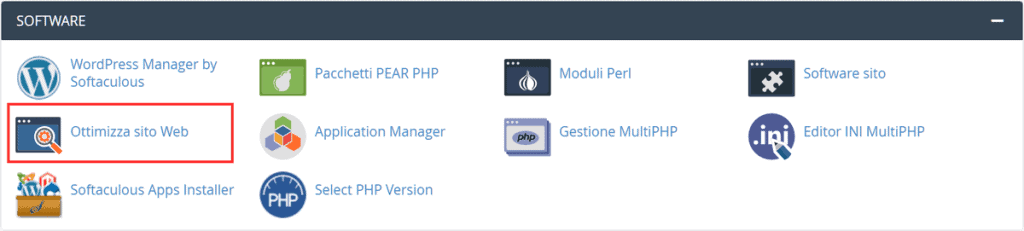 Seleziona Da Cpanel Ottimizza Sito Web