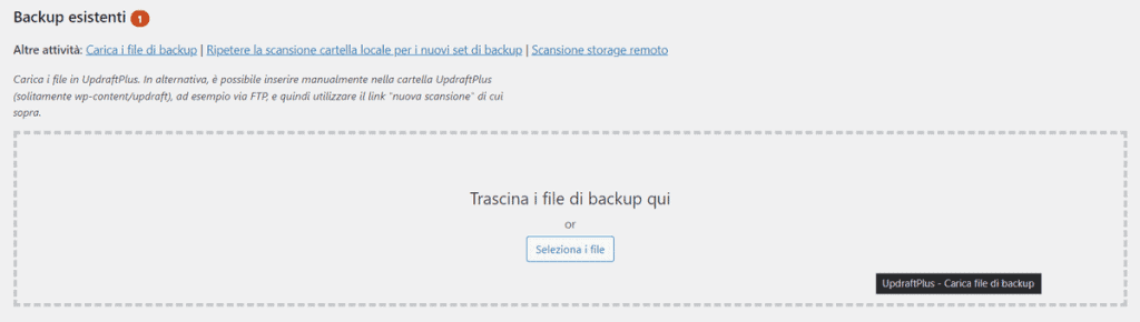 Updraftplus Carica I File Di Backup