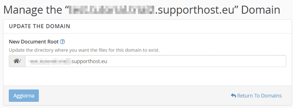 Modificare Radice Sottodominio Cpanel