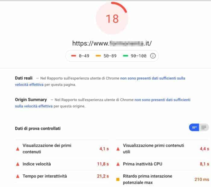 Test Pagespeed Alternativa Aruba Supporthost