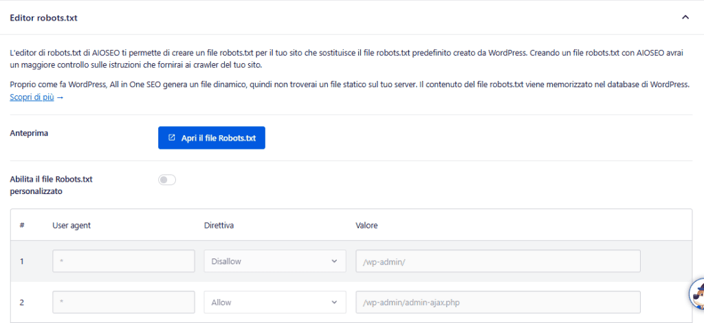 All In One Seo Strumenti Editor Robots Txt