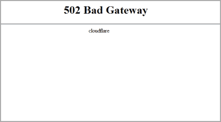 Errore 502 Cloudflare Tipo 2